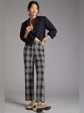 Anthropologie Maeve Tapered Pull-On Plaid Pants Size 4